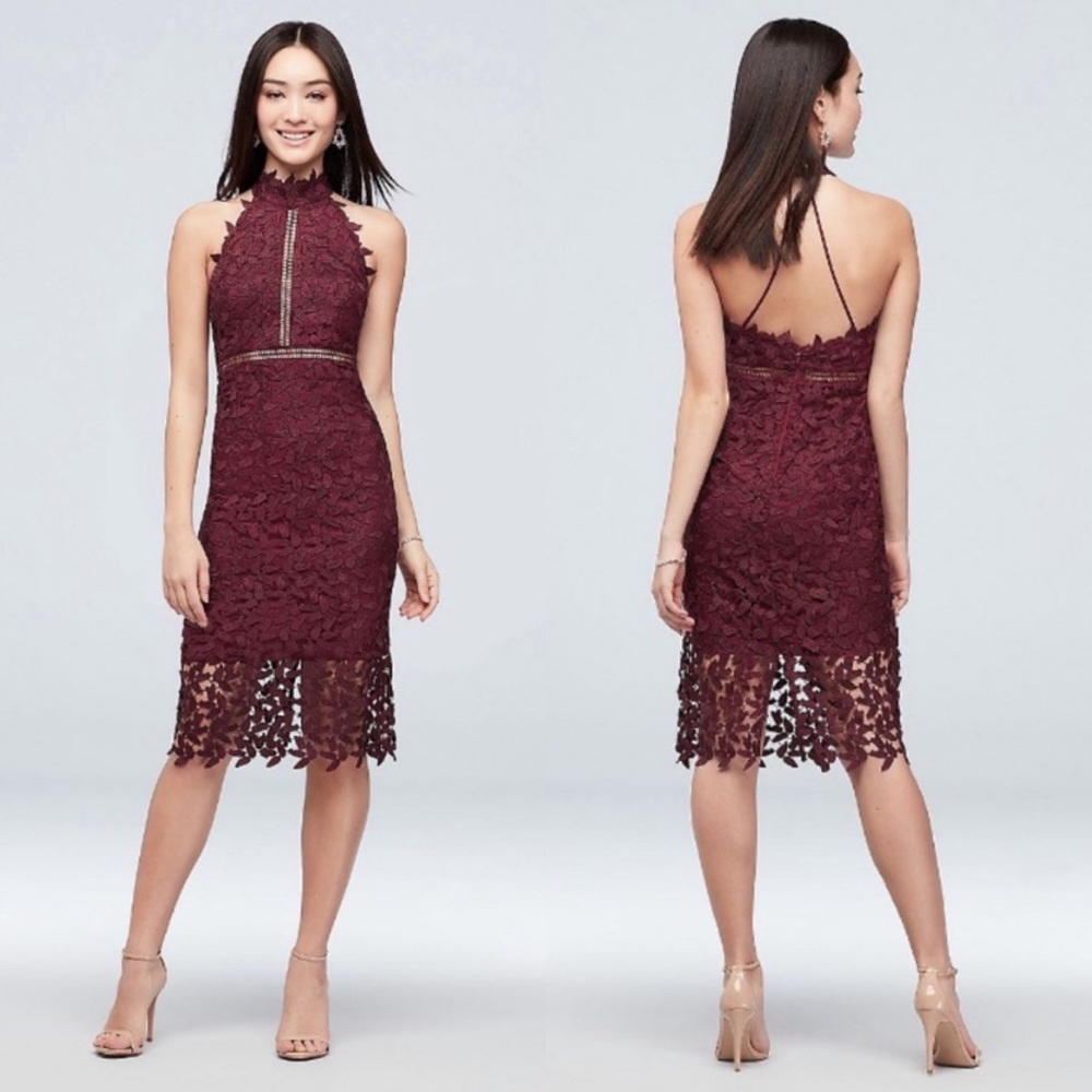 Bardot Burgundy Lace Midi Dress